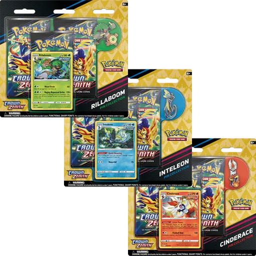 Crown Zenith - Pin Collection Rillaboom - Cinderace - Inteleon (Set of 3) - Iconic Evolution