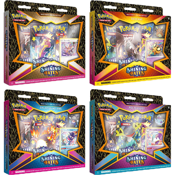Shining Fates - Mad Party Pin Collection Display (8 Boxes) - Iconic Evolution